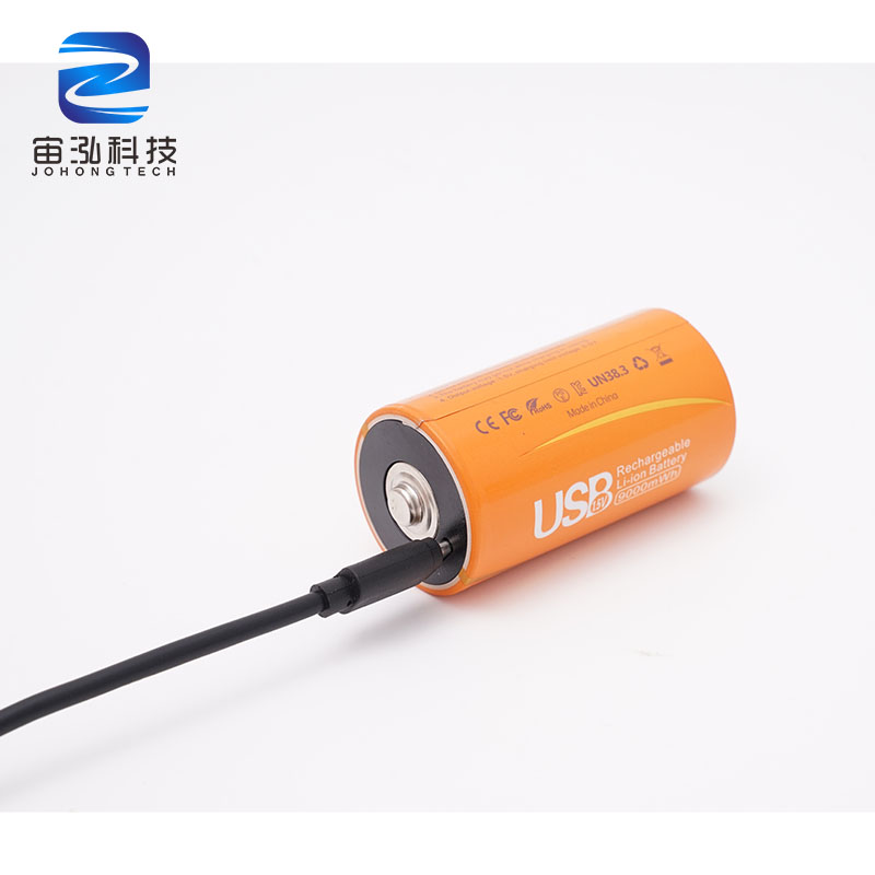 1.5V D 9000mWh Lithium Battery Rechargeable Batteries with Charging Cable