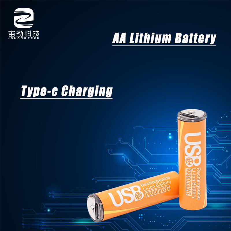 AA 2200mWh Type C Fast Charging AA Rechargeable Lithium Batteries