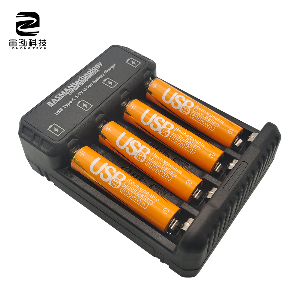 Portable AA 1.5V AAA Rechargeable Battery Charger with 4 Slots
