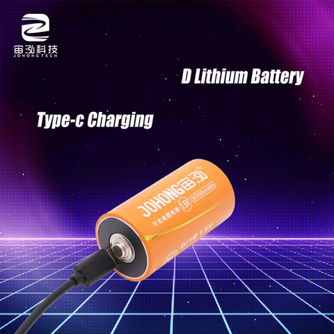 1.5V D 9000mWh Lithium Battery Rechargeable Batteries with Charging Cable